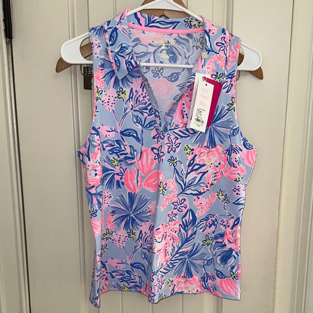 Floral Sleeveless Top - Pink and Blue